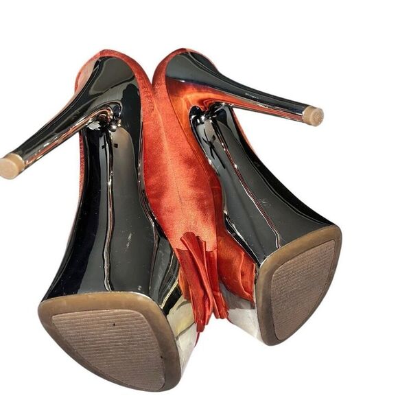 Steve Madden Moscow orange fabric and silver healed stilettos 7 - Picture 3 of 9